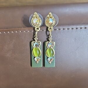 Estate Gold and Green Earrings